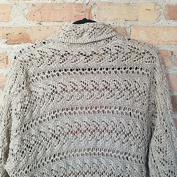Dana Buchman Beige Crochet Open Front Sweater - XL - Picture 6 of 7